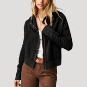 Women’s cropped zip up knit jumper top