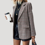 Women’s wool check tailored winter blazer