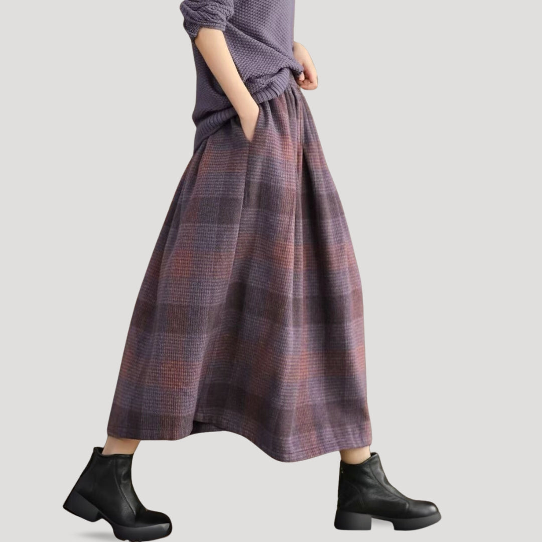 Women plaid maxi skirt