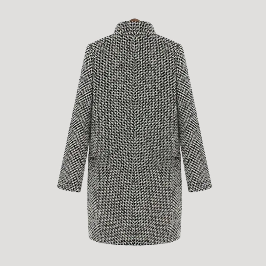 Women’s wool check double breasted long coat