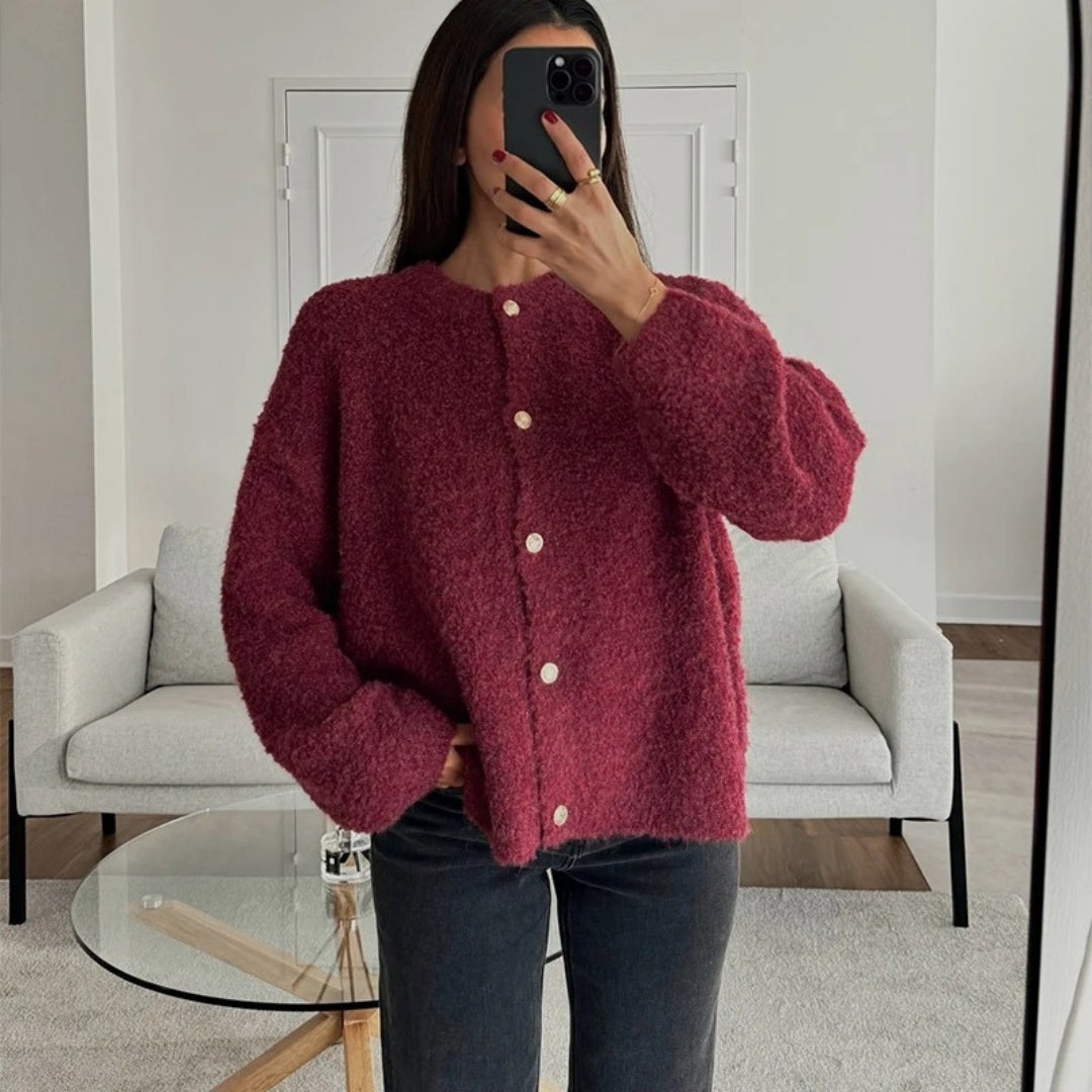 Women's boucle button up cardigan – oversized knit