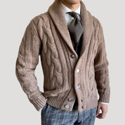 Men’s shawl collar wool knit cardigan sweater