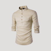 Men’s grandad collar long sleeve casual pullover shirt