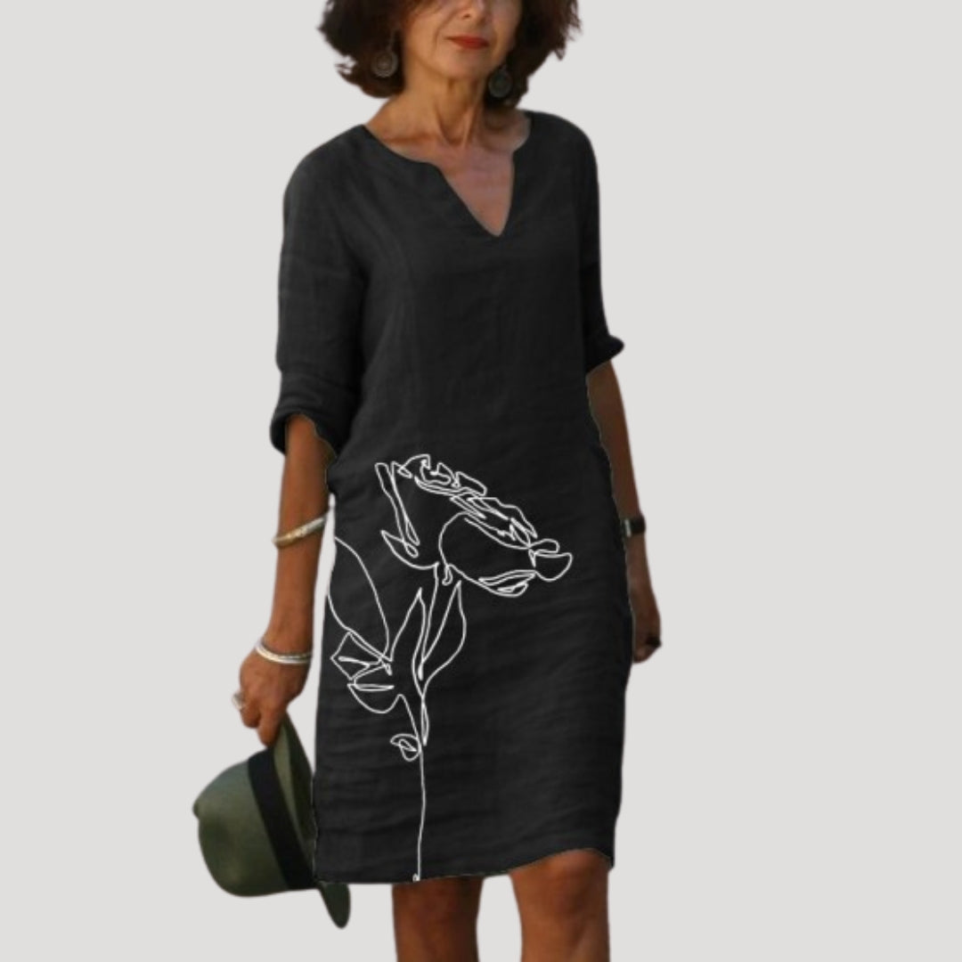 Women’s linen floral midi shift dress