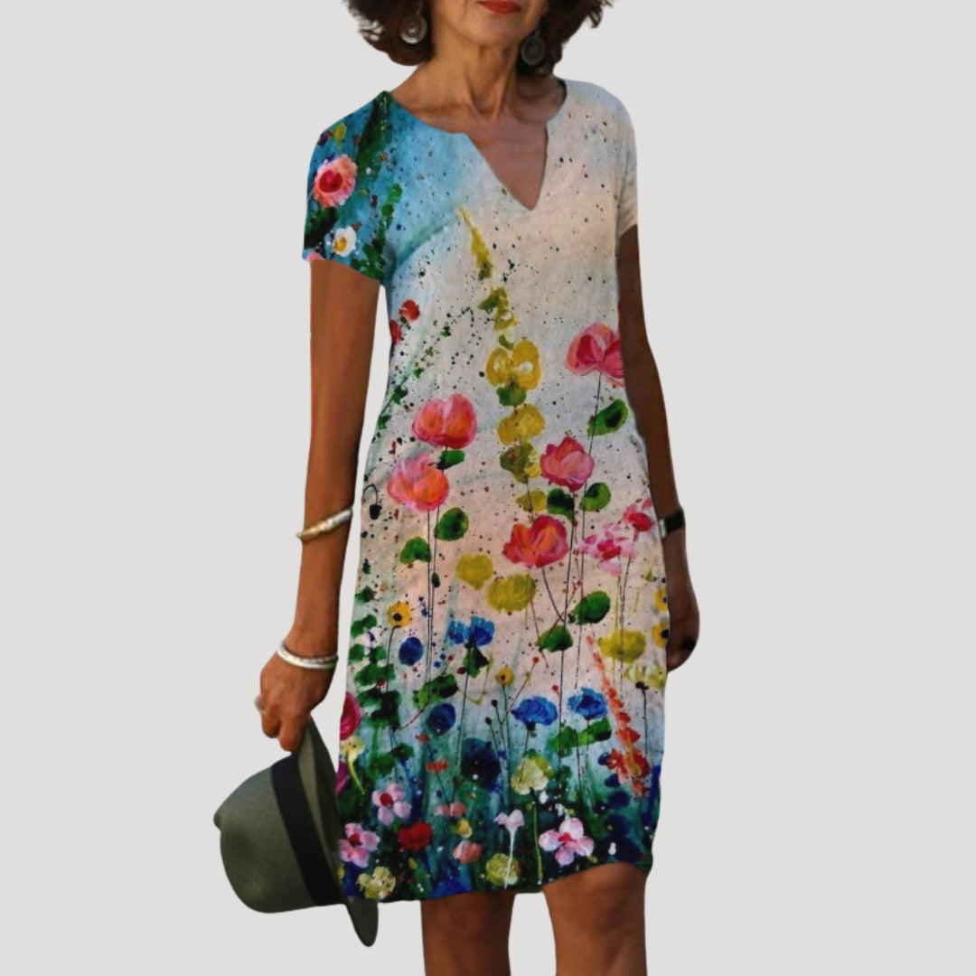 Women’s floral short sleeve midi day dress