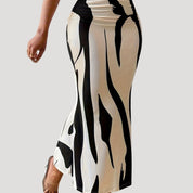 High-waist zebra print maxi skirt