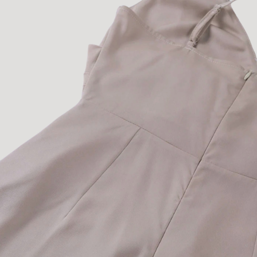 Women's wedding guest cowl neck maxi dress with slit