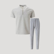 Men’s 2 piece zip polo loungewear set – summer short sleeve