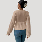 Women’s knitted v neck babydoll jumper