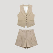 Women's linen co ord set – tailored shorts & sleeveless waistcoat