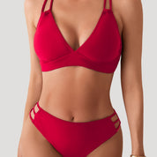 Strappy bikini set in bold red