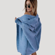 Women’s chunky knit oversized long hooded sweater