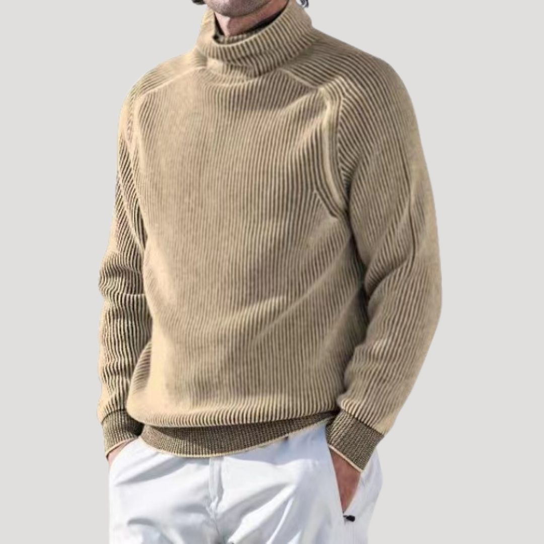 Men’s ribbed knitted winter roll neck jumper