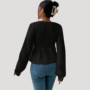 Women’s knitted v neck babydoll jumper