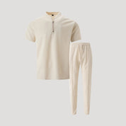 Men’s 2 piece zip polo loungewear set – summer short sleeve