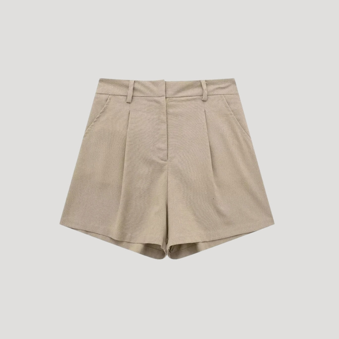 Women's linen co ord set – tailored shorts & sleeveless waistcoat