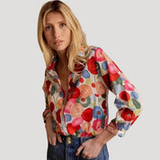 Women's floral blouse button down summer top shirt