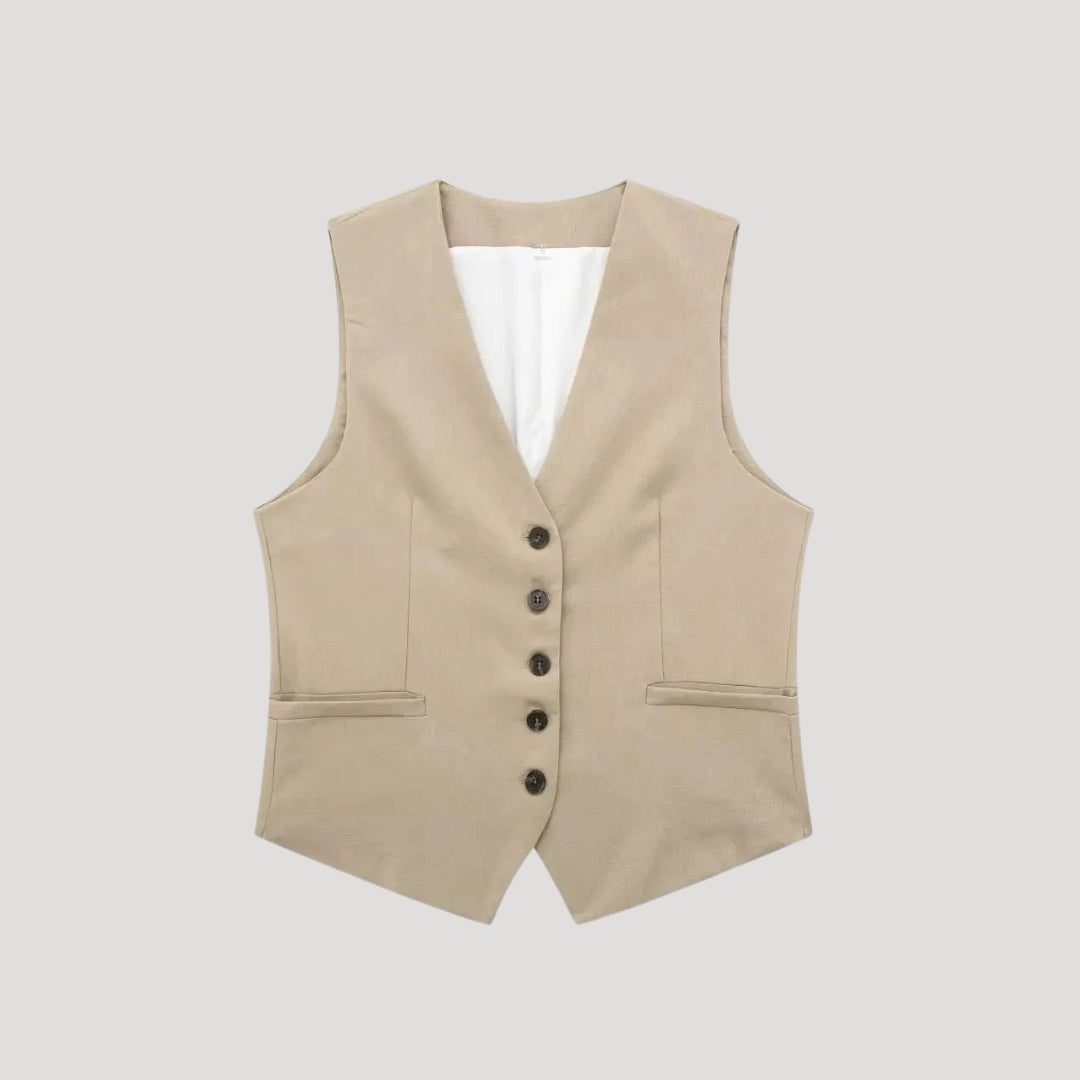 Women's linen co ord set – tailored shorts & sleeveless waistcoat