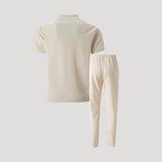 Men’s 2 piece zip polo loungewear set – summer short sleeve