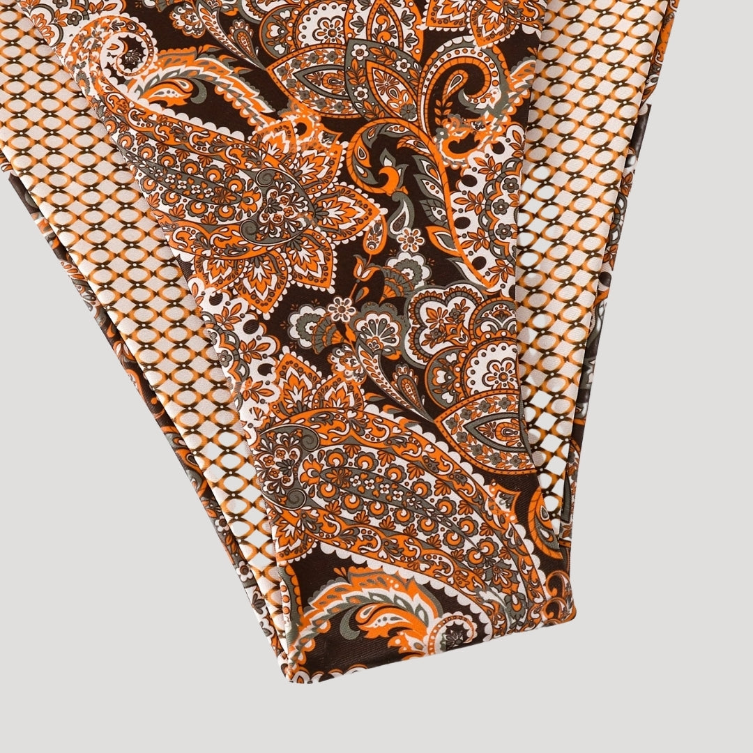 Paisley print bikini with gold details