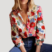 Women's floral blouse button down summer top shirt