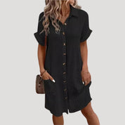 Button-down short-sleeve shirt dress