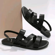Womens vegan leather flat sandals for summer