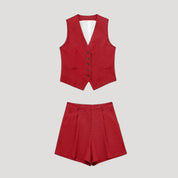 Women's linen co ord set – tailored shorts & sleeveless waistcoat
