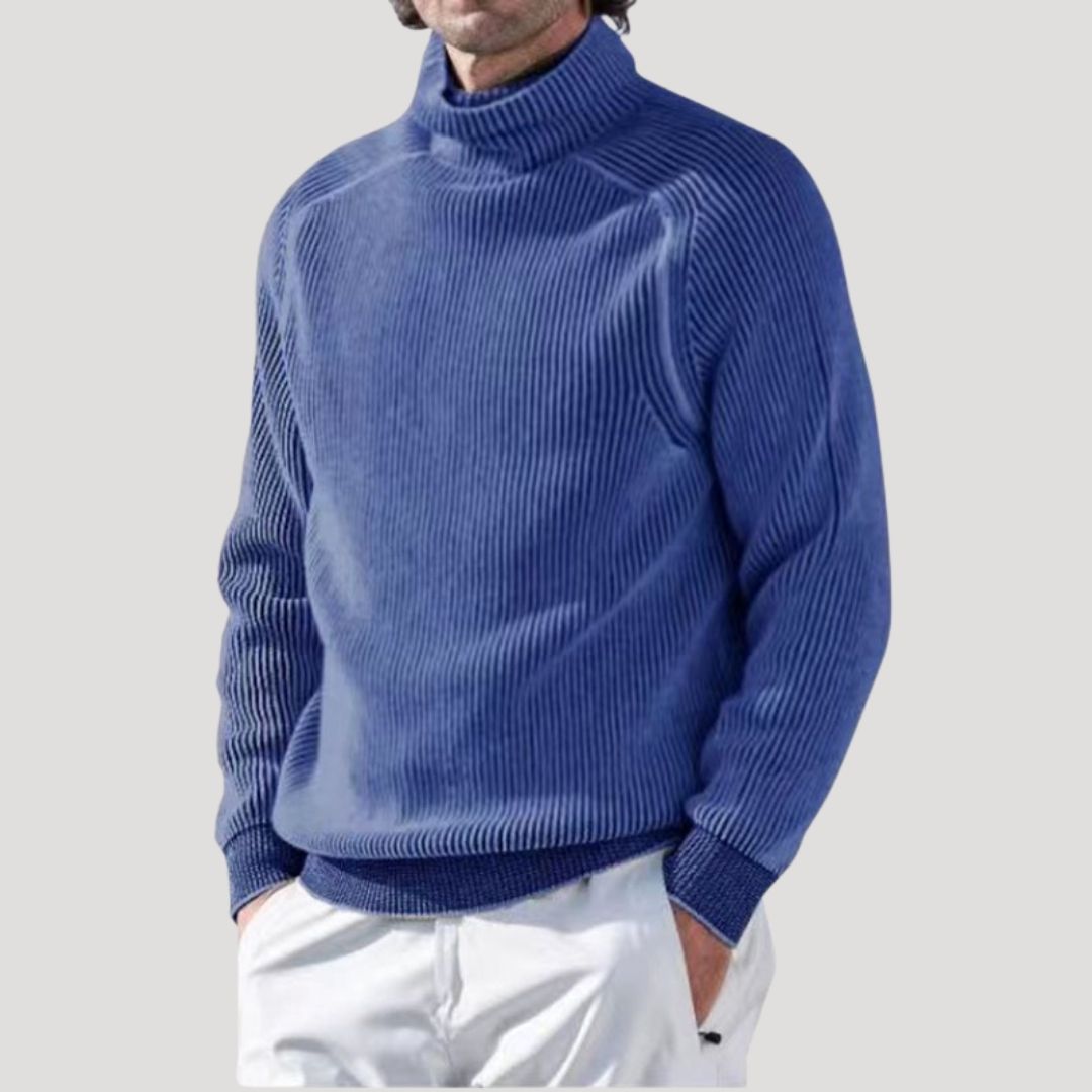Men’s ribbed knitted winter roll neck jumper