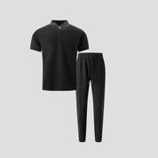 Men’s 2 piece zip polo loungewear set – summer short sleeve