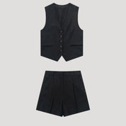 Women's linen co ord set – tailored shorts & sleeveless waistcoat