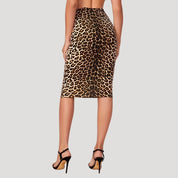 High-waist leopard print midi skirt