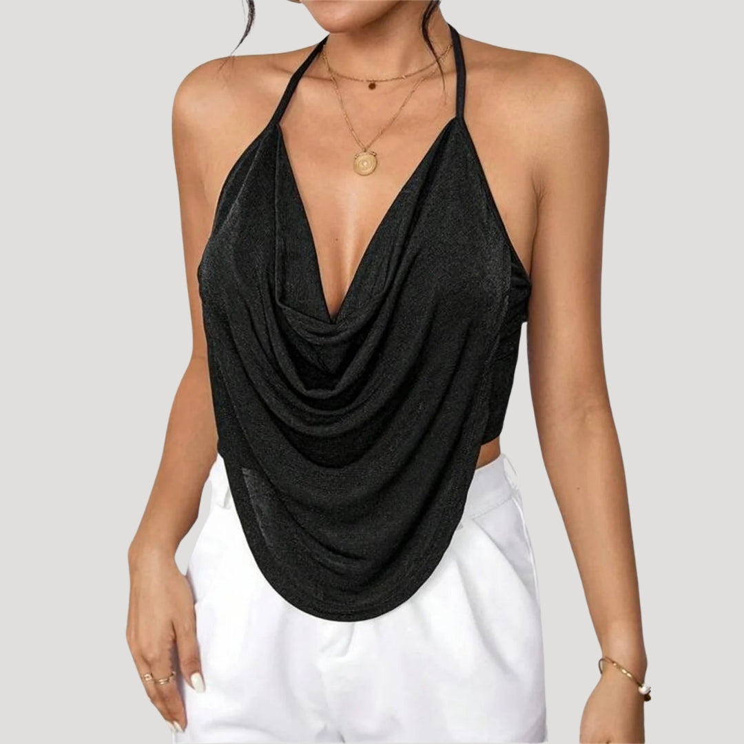 Streetwear draped halter top