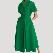 Women’s short sleeve collared shirt midi dress