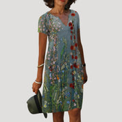 Women’s floral short sleeve midi day dress