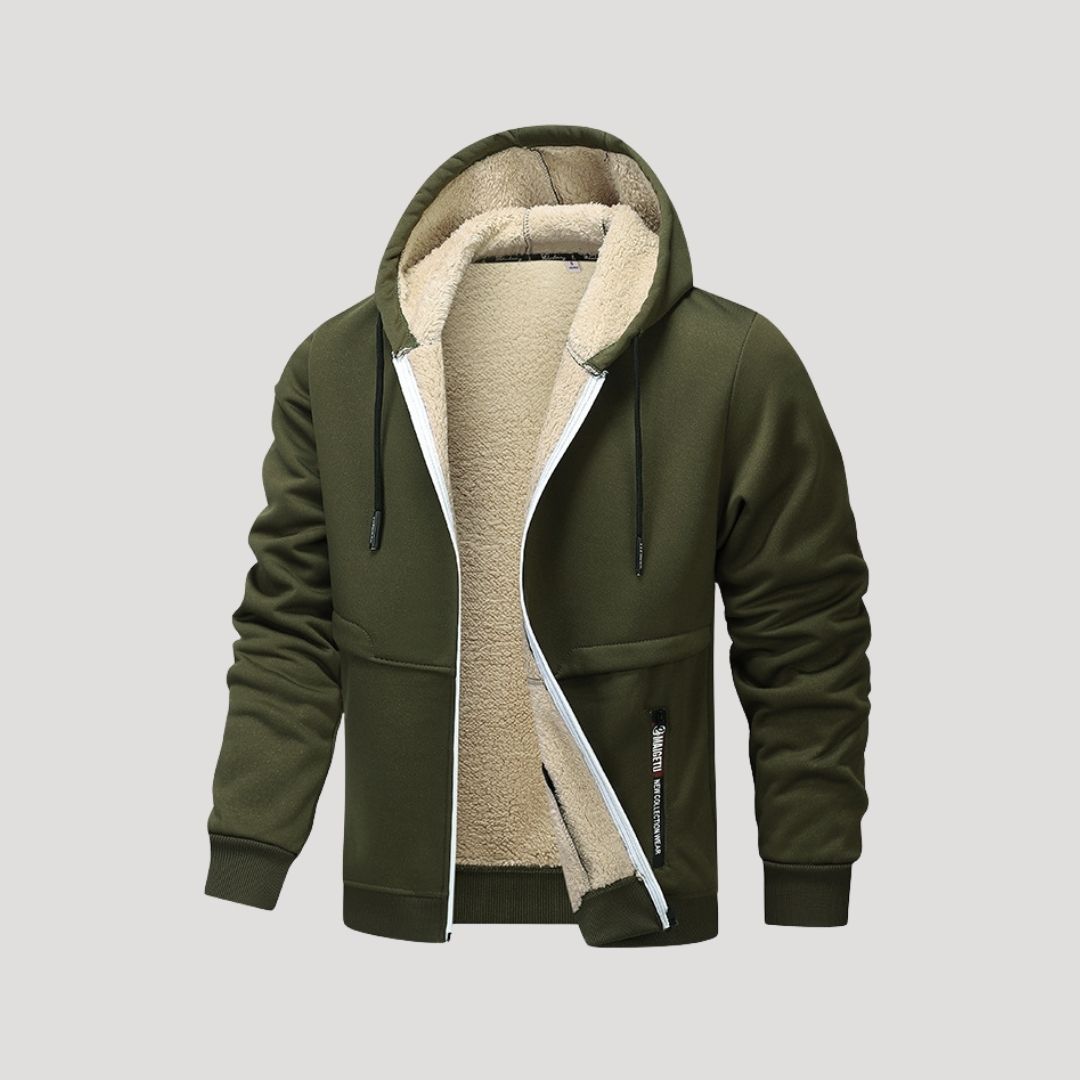 Men’s fleece zip up winter coat hoodie