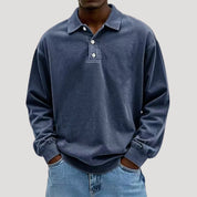 Men’s long sleeve polo top in brushed cotton