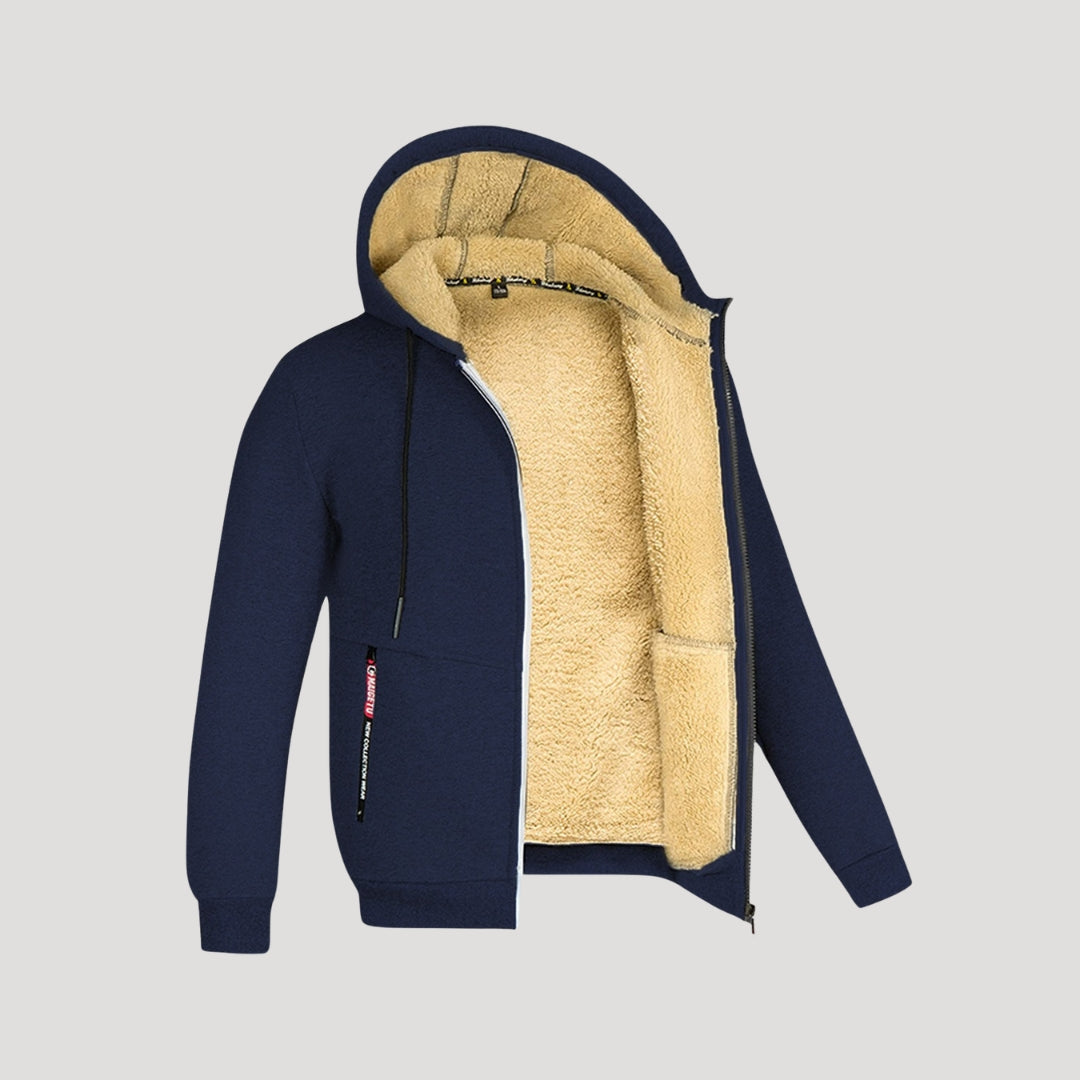 Fleece-lined zip-up hoodie