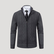 Men's zip-up knit cardigan