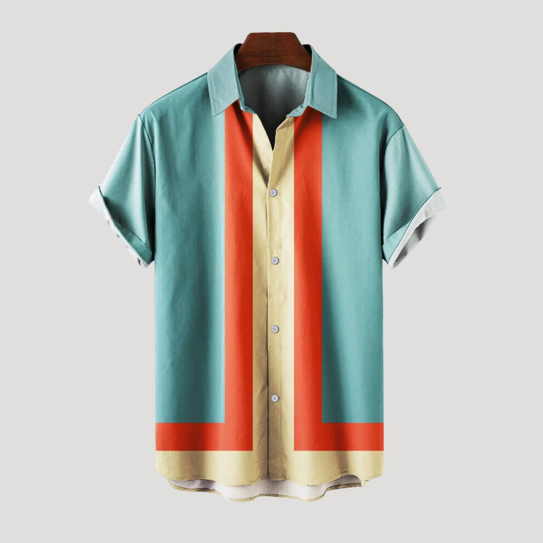 Men’s short sleeve striped patterned button shirt