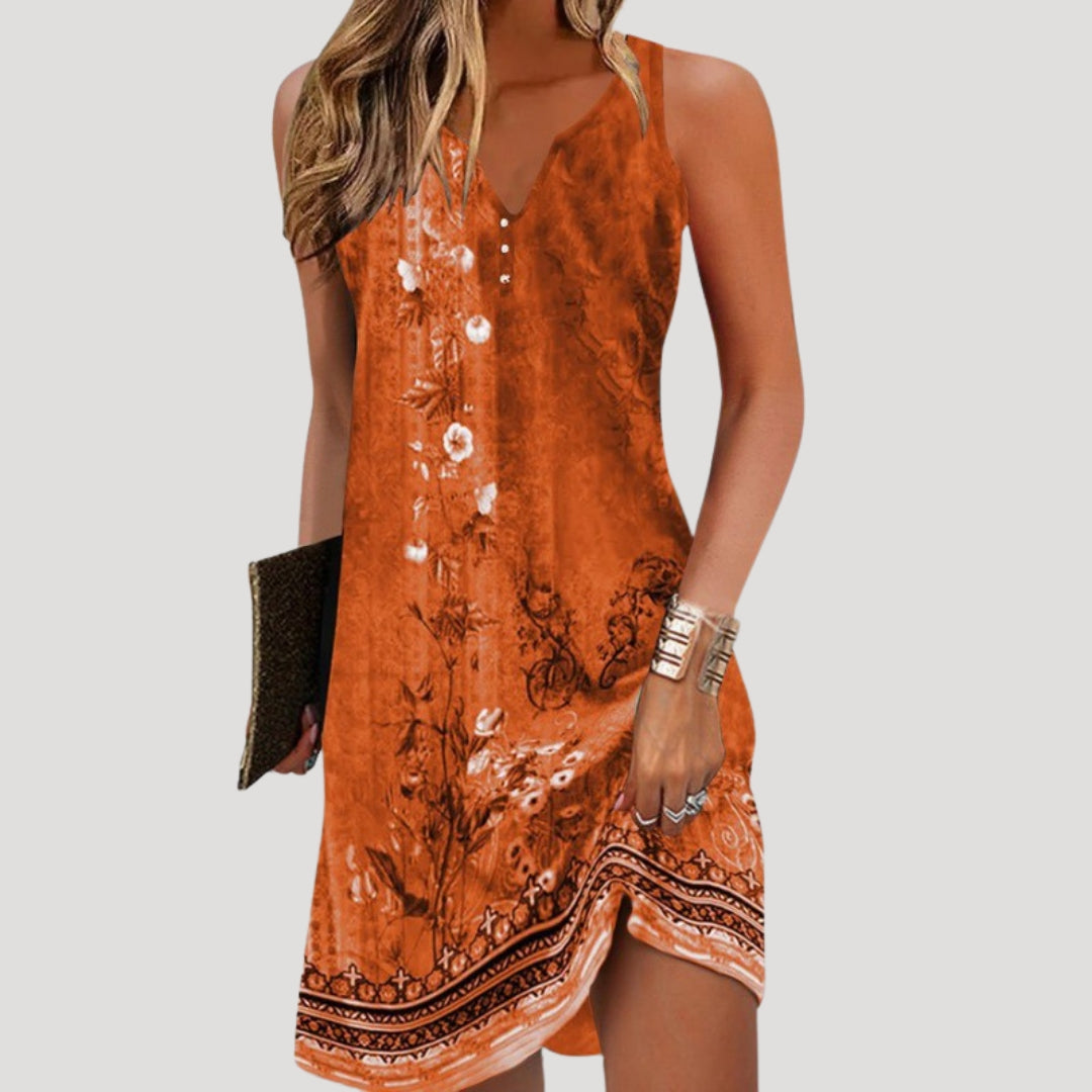 Women’s floral v neck sleeveless midi dress