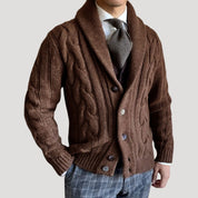 Men’s shawl collar wool knit cardigan sweater