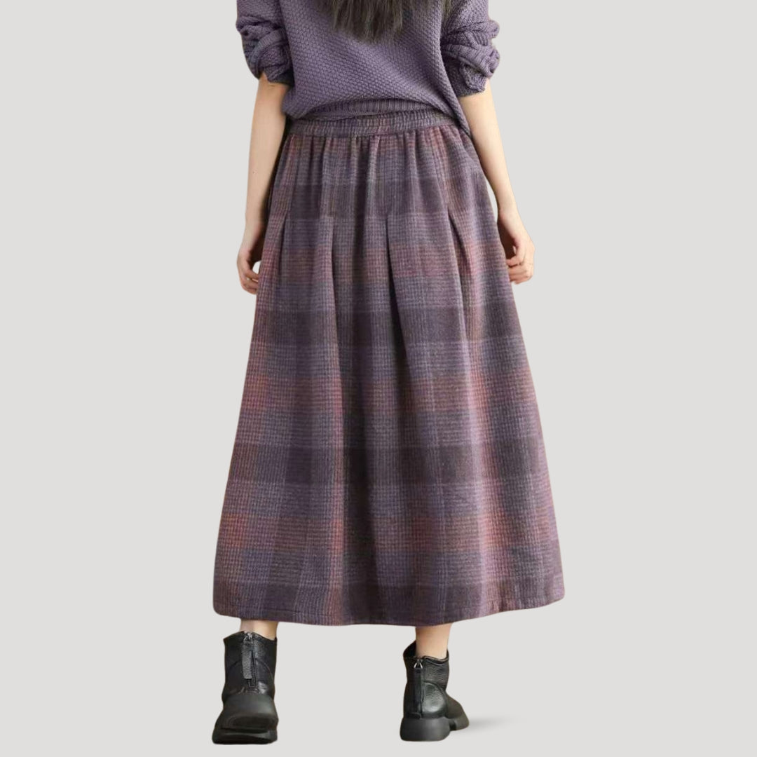 Women plaid maxi skirt