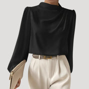 Women’s satin long sleeve high neck blouse