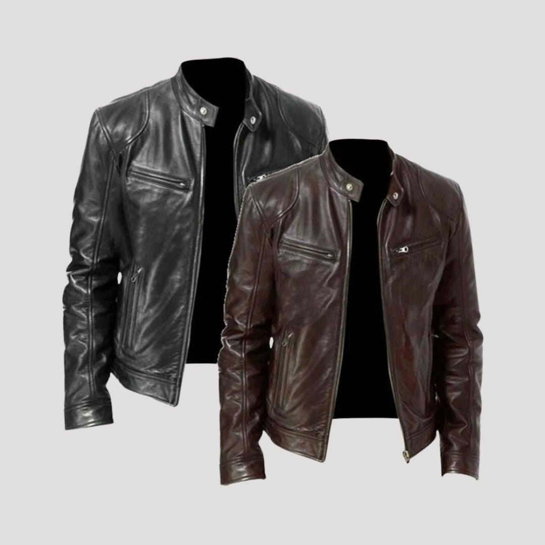 Classic leather biker jacket