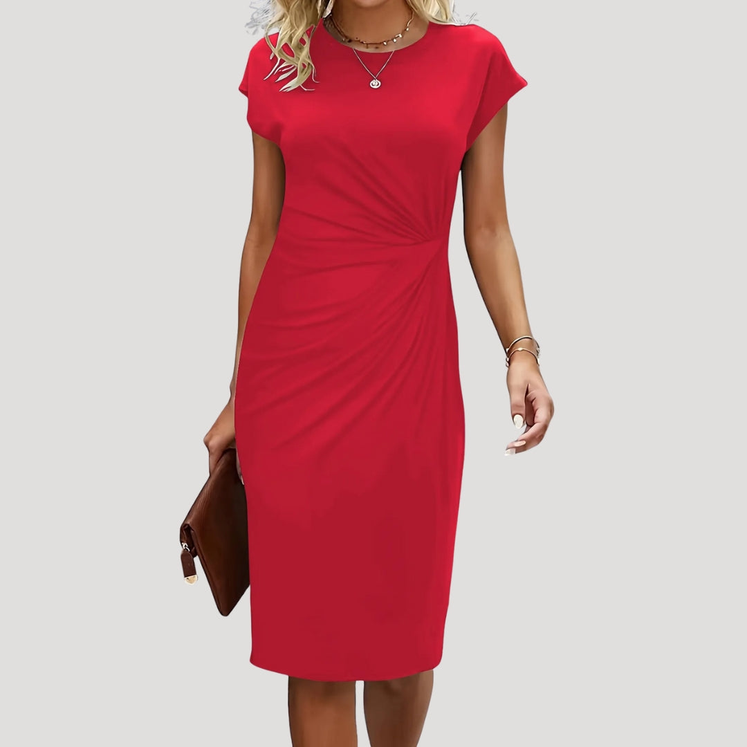 Women’s ruched cap sleeve midi dress