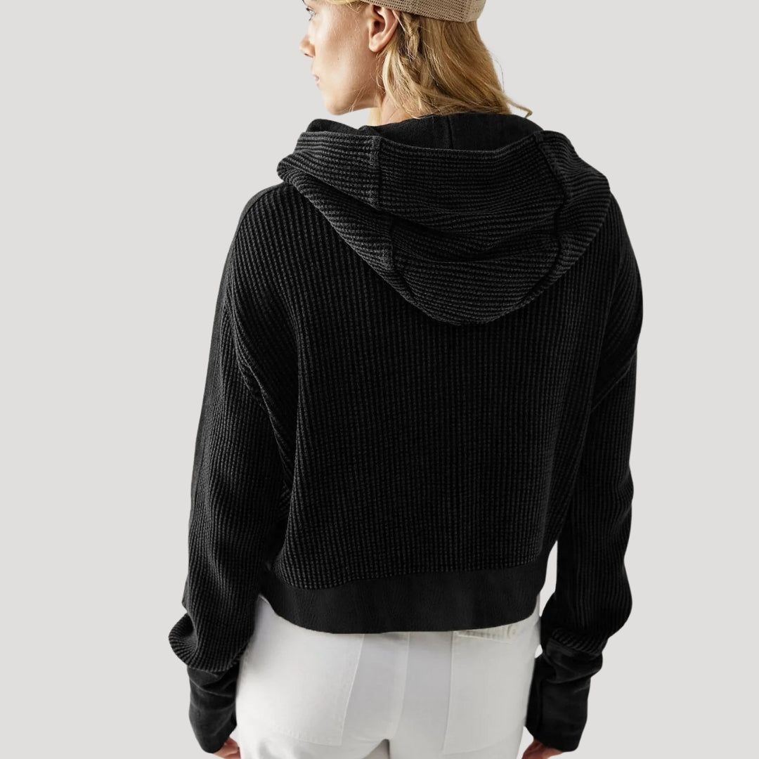 Women’s cropped zip up knit jumper top