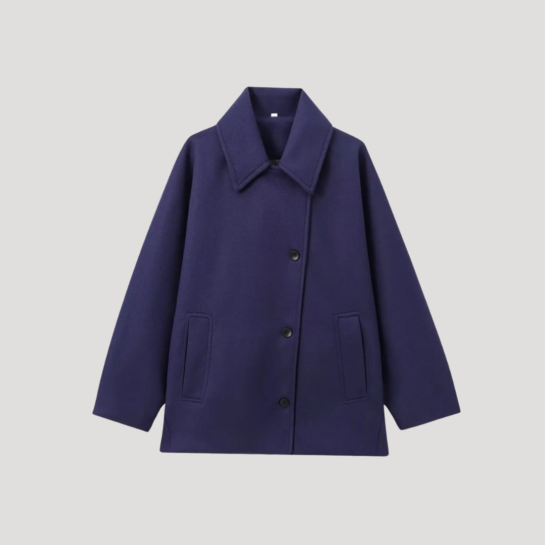 Women's wool blend winter coat – smart long style – NOIR PEARL