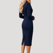 Women’s tailored long sleeve blazer midi dress