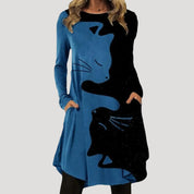 Women’s long sleeve printed midi swing dress